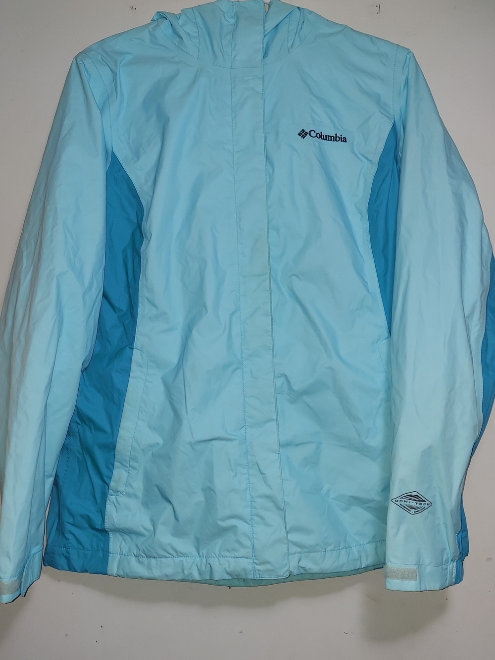 Columbia Women's Light Aqua and Teal Hooded Ski Jacket